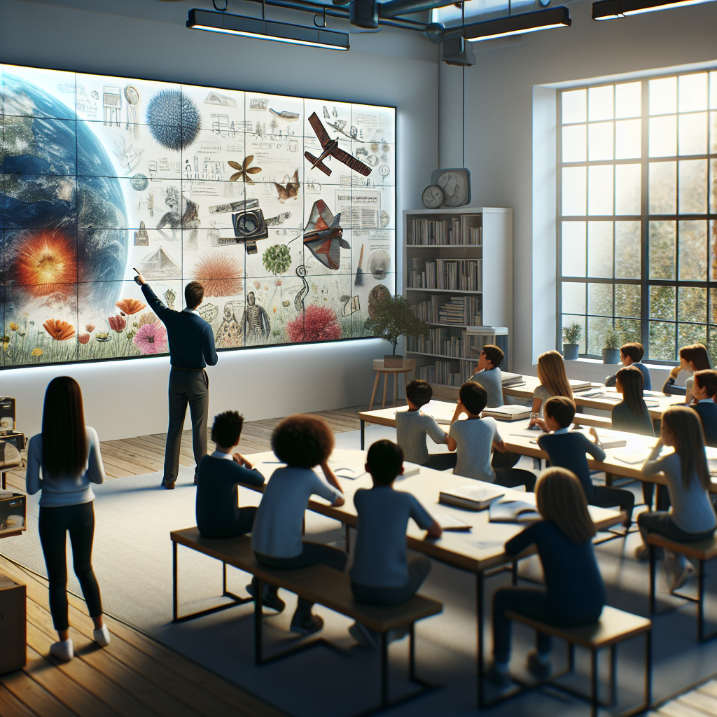 Alunos assistindo a um documentário educacional em sala de aula